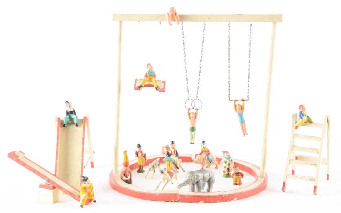 Pre-War German Composition Circus Figure Set In Box. (1 of 2)