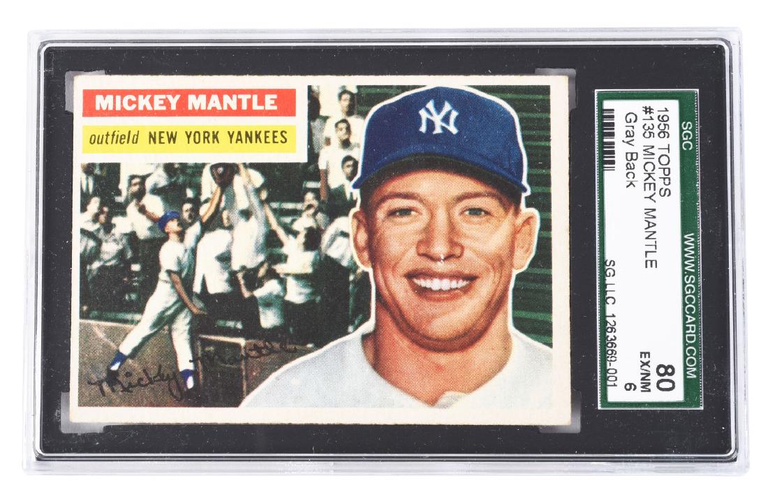 1956 Topps Mickey Mantle Gray Back Baseball Card. (1 of 2)