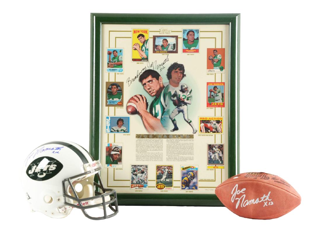 Lot of 3: Joe Namath Autographed Football Items. (1 of 7)