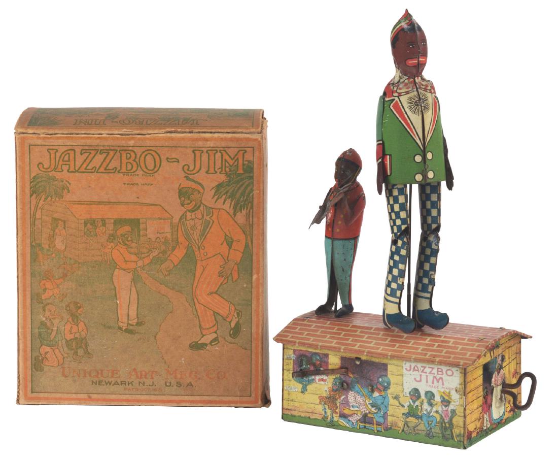 Scarce Unique Art Tin Litho Wind Up Jazzbo-Jim Roof (1 of 5)