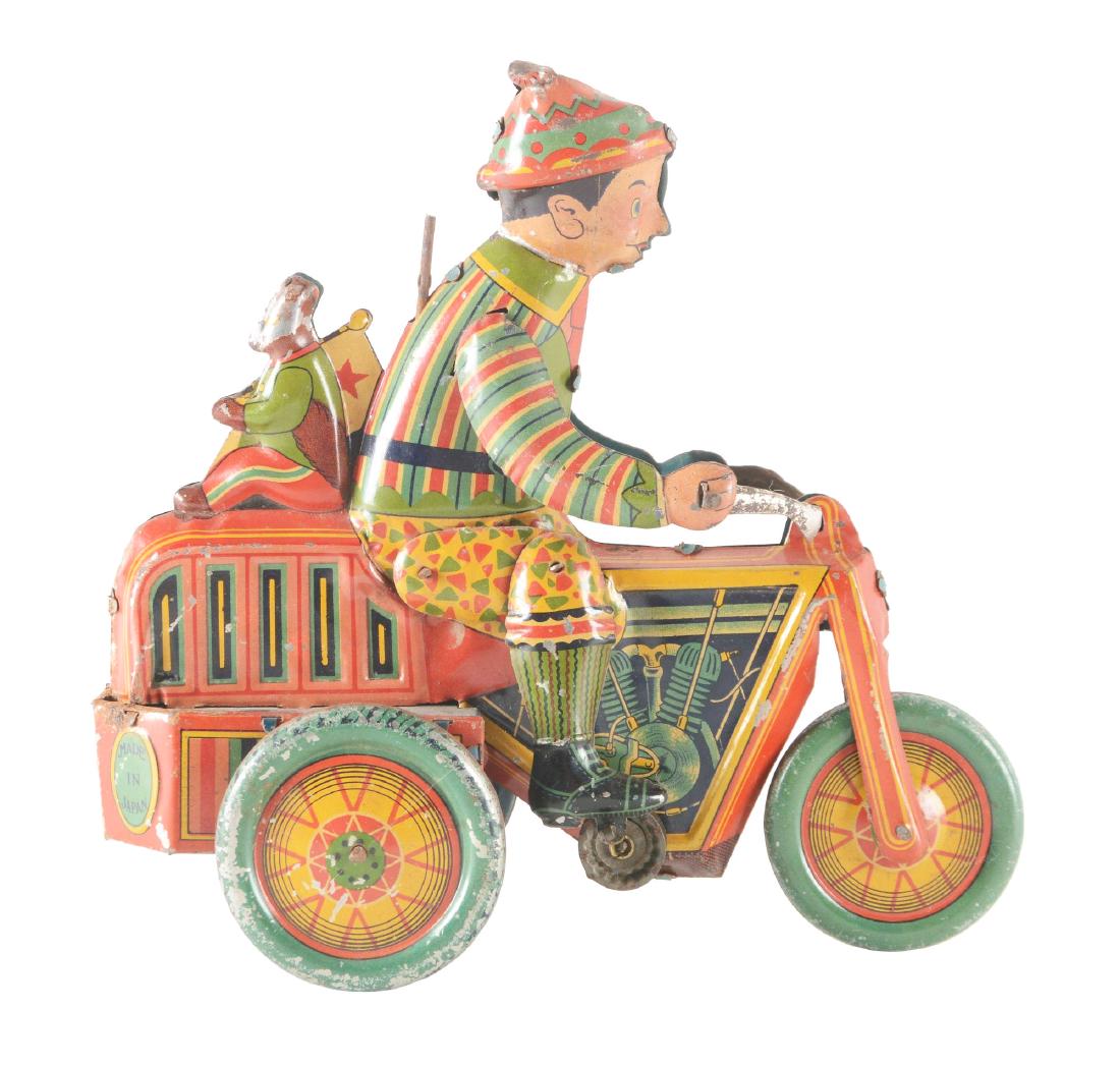 Scarce Japanese Pre-War Tin litho Wind Up Motorcyclist. (1 of 2)