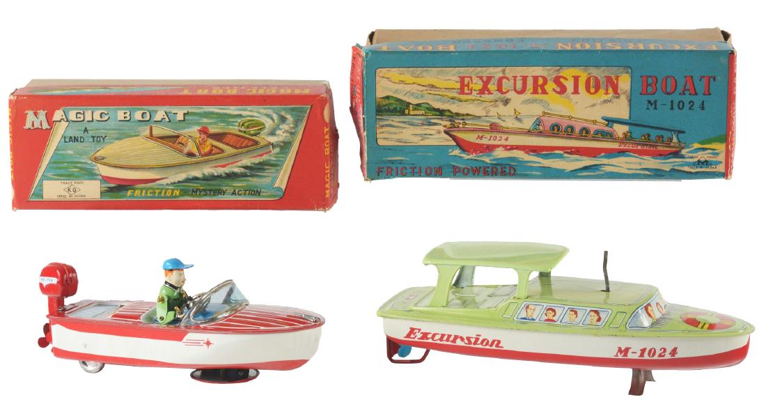Lot of 2: Tin Litho Wind Up Motor Boats. (1 of 2)
