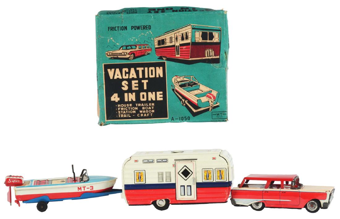 Tin Litho Friction 4 in One Vacation Set. (1 of 5)