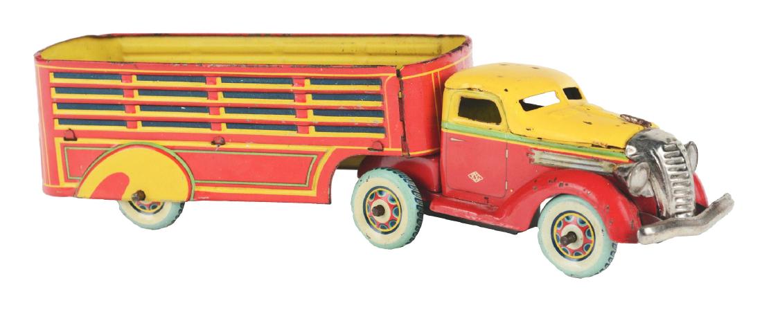 Tin Litho Wind Up Pre-War Japanese Bonnet-Style Stake (1 of 4)