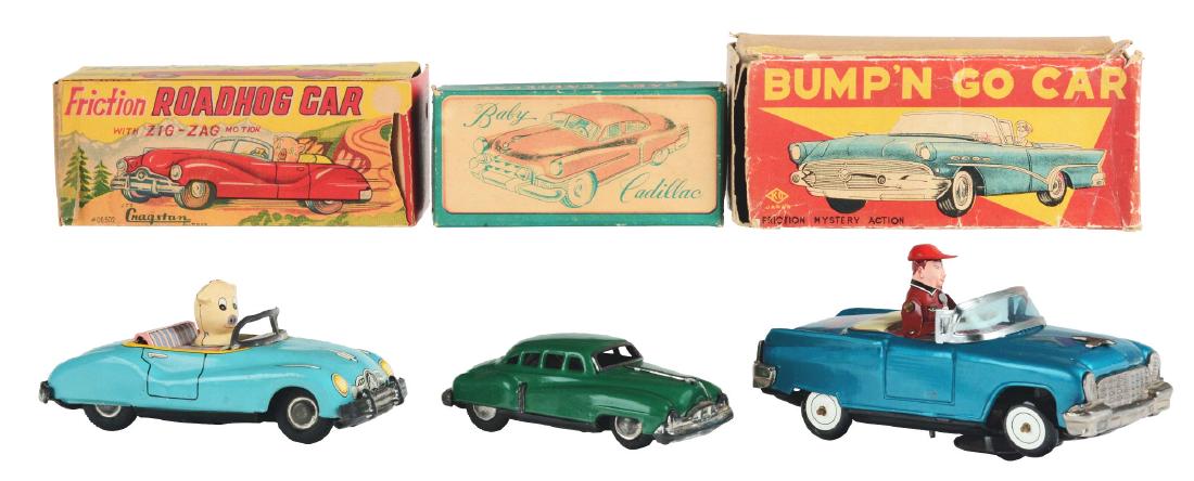 Lot of 3: Tin Litho and Painted Tin Cars. (1 of 2)
