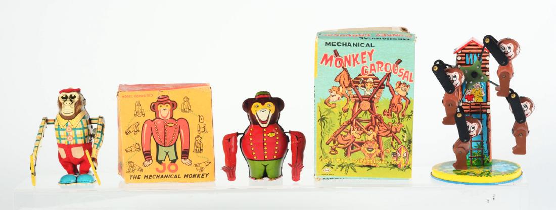 Lot of 3: Tin Litho Wind Up Circus Monkeys and (1 of 2)
