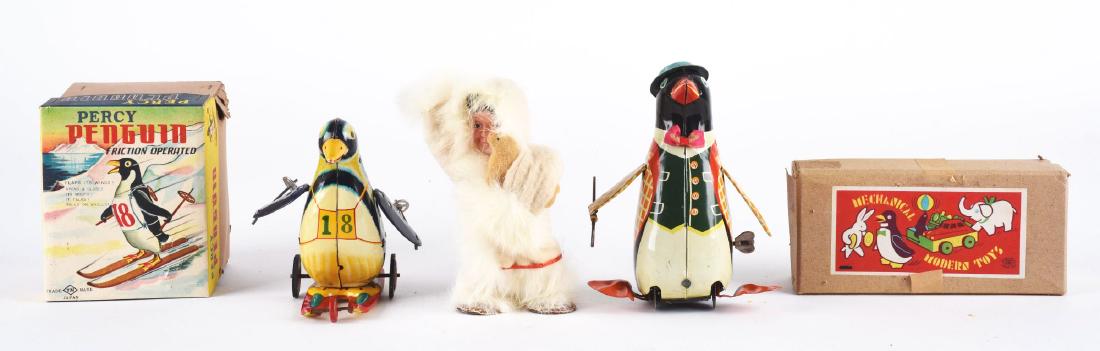 Lot of 3: Tin Litho Wind Up and Friction Penguin and (1 of 2)
