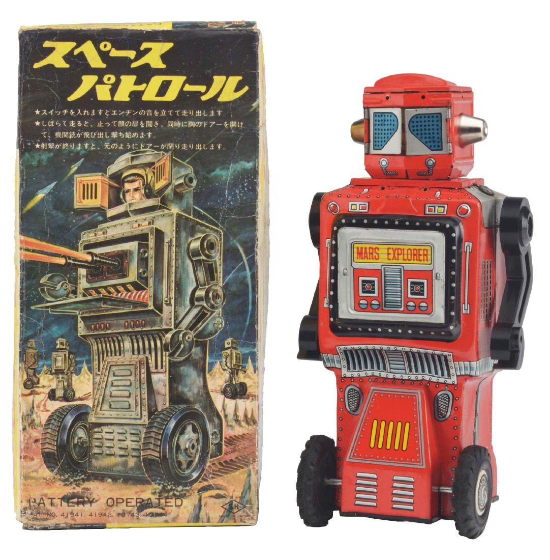 Tin Litho Battery Operated Mars Explorer. (1 of 9)