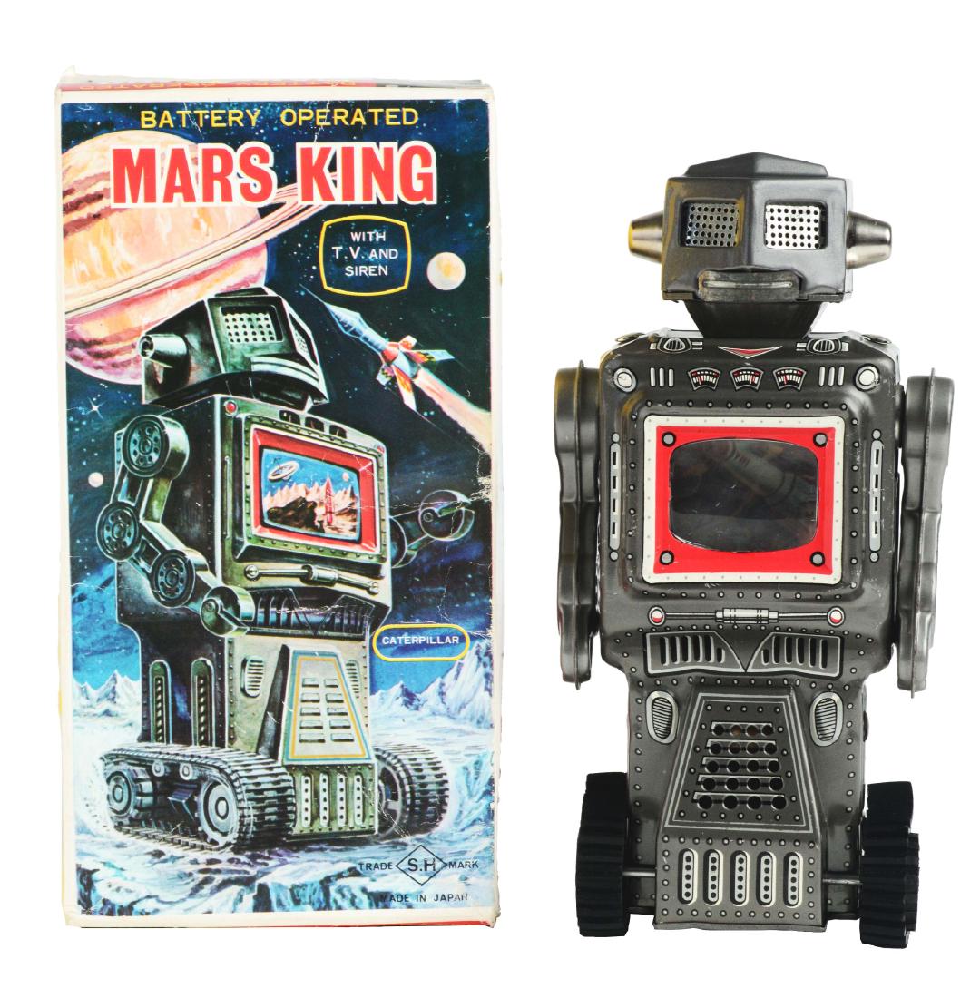 Tin Litho Battery Operated Mars King Robot. (1 of 5)