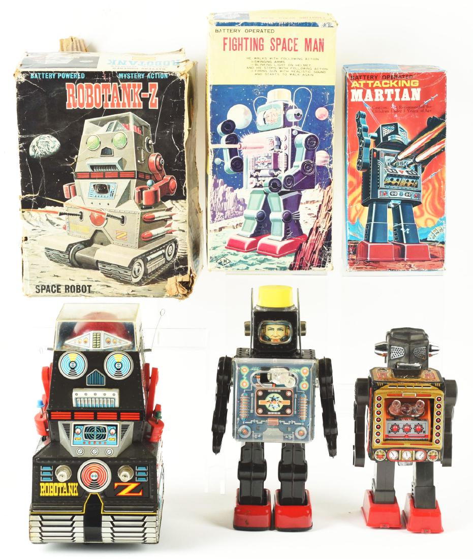 Lot Of 3: Japanese Tin Litho Battery Operated Robots in (1 of 2)