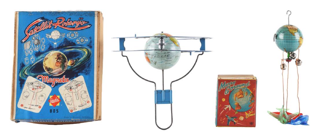 Lot of 2: Tin Litho Space Globe Toys. (1 of 3)