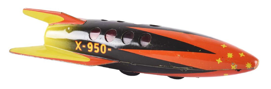 Tin Litho Friction X-950 Rocket. (1 of 3)