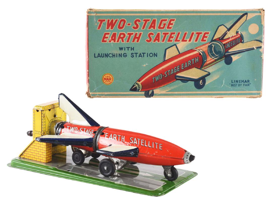 Tin Litho Wind Up Two Stage Earth Satellite. (1 of 3)