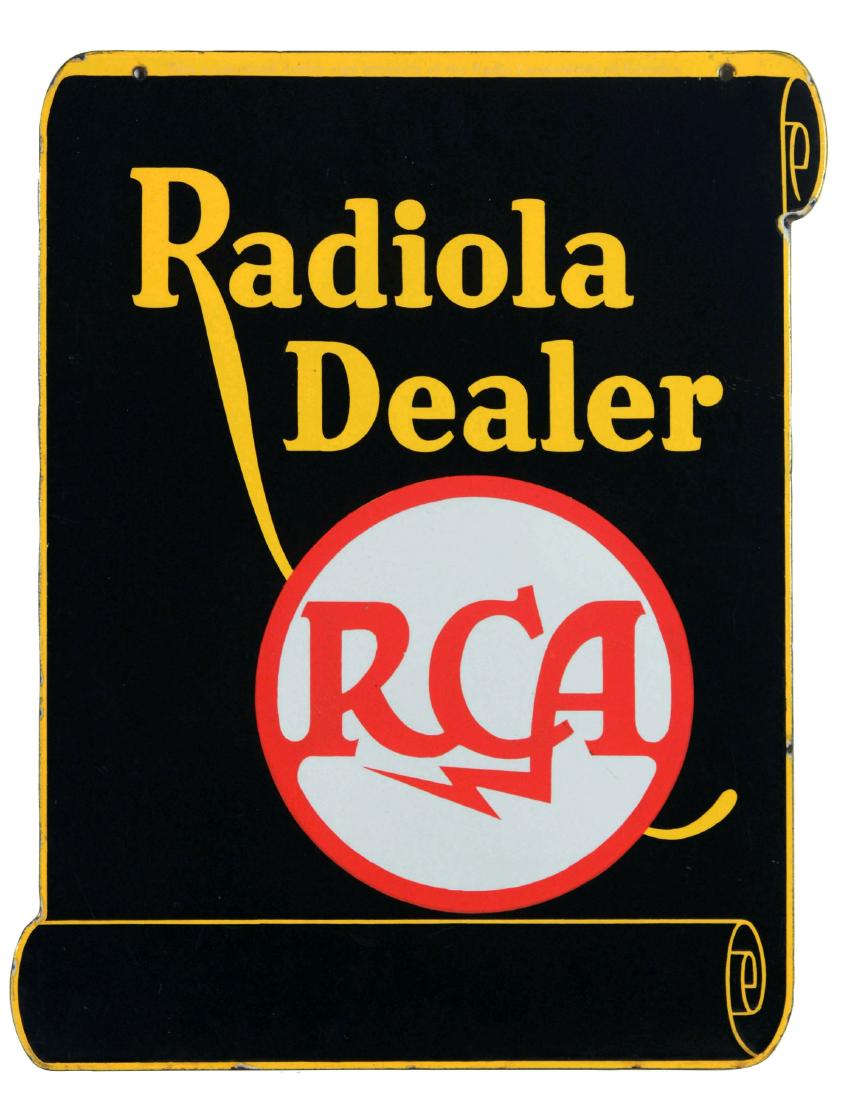 RCA Radiola Dealer Die-Cut Porcelain Sign. (1 of 3)
