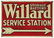 Willard Battery Service Station Embossed Tin Sign.