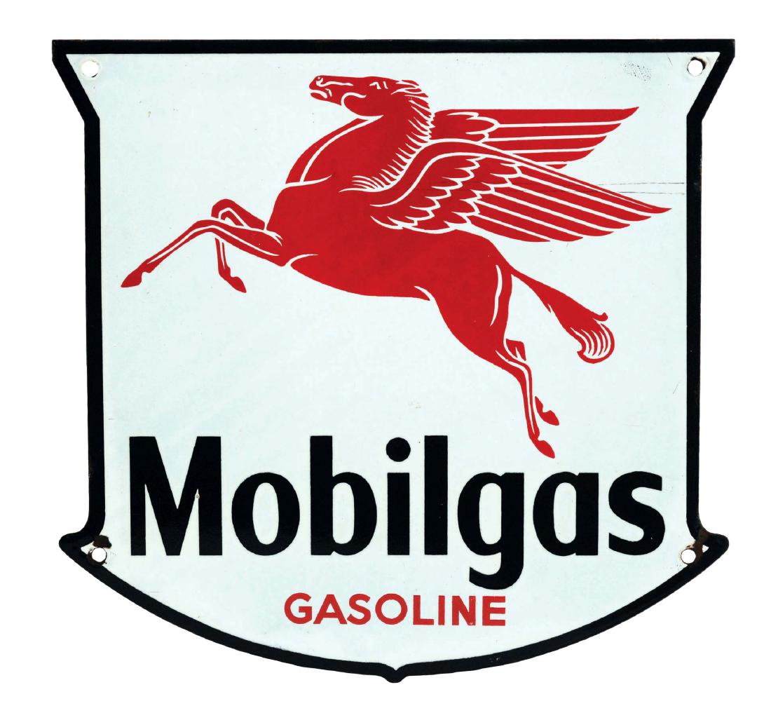 Mobilgas Gasoline Porcelain Pump Plate with Pegasus (1 of 2)