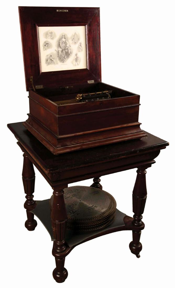 Lot Of 3: Regina Style 50 Music Box With Table & Discs. (1 of 4)