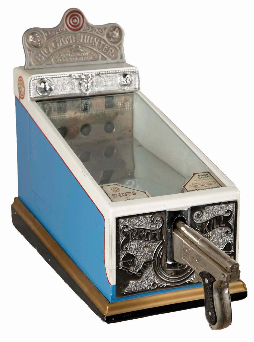 1¢ A.B.T. Mfg Co. Target Skill Big Game Hunter Arcade: This counter game requires one player and for every penny, 9 shots are given. Manufactured by A.B.T. Mfg. Co. from 1925 to 1939. The restored cabinet features a cast metal marquee, reading "Big Game H