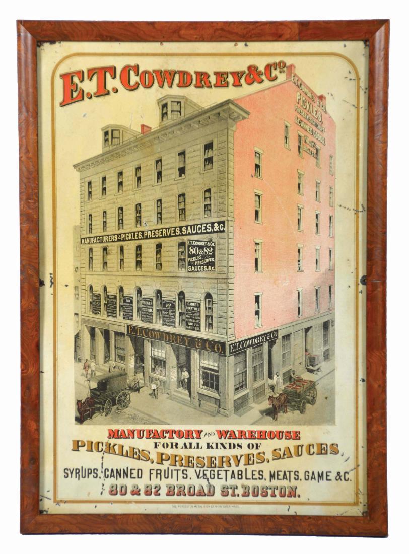 E. T. Cowdrey & Co. Tin Advertising Sign. (1 of 2)