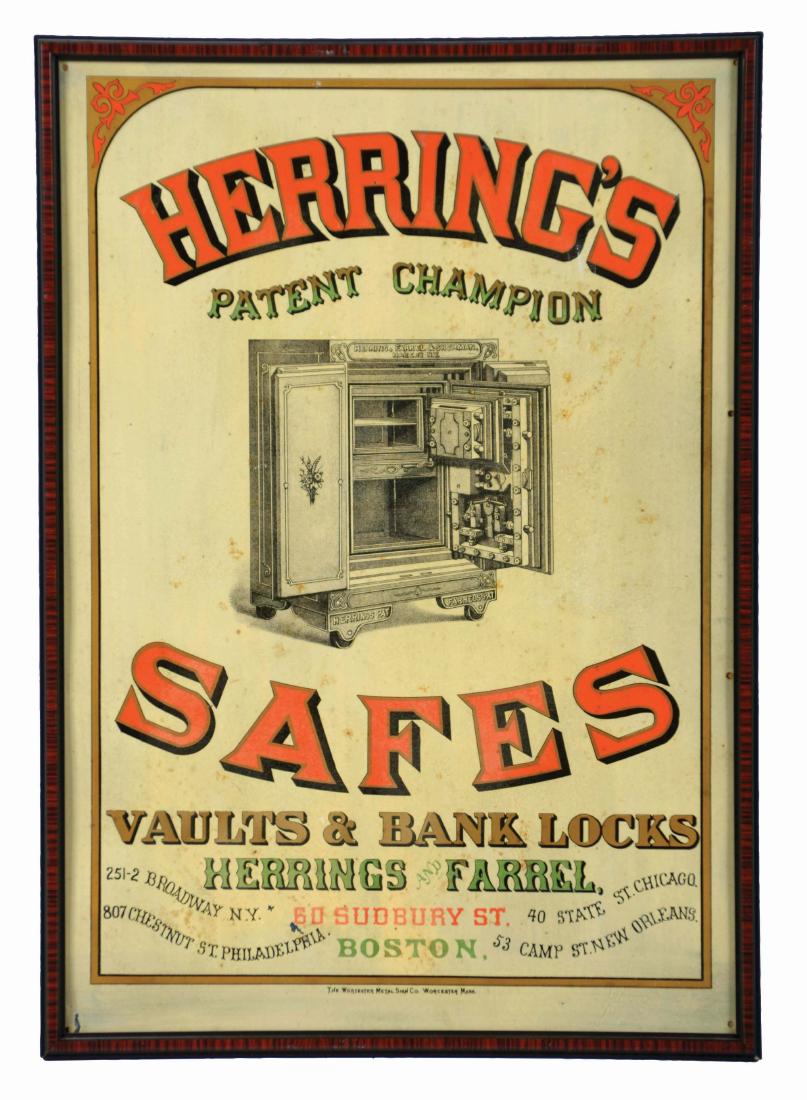 Herring's Safes Vaults & Bank Locks Tin Advertisement. (1 of 2)