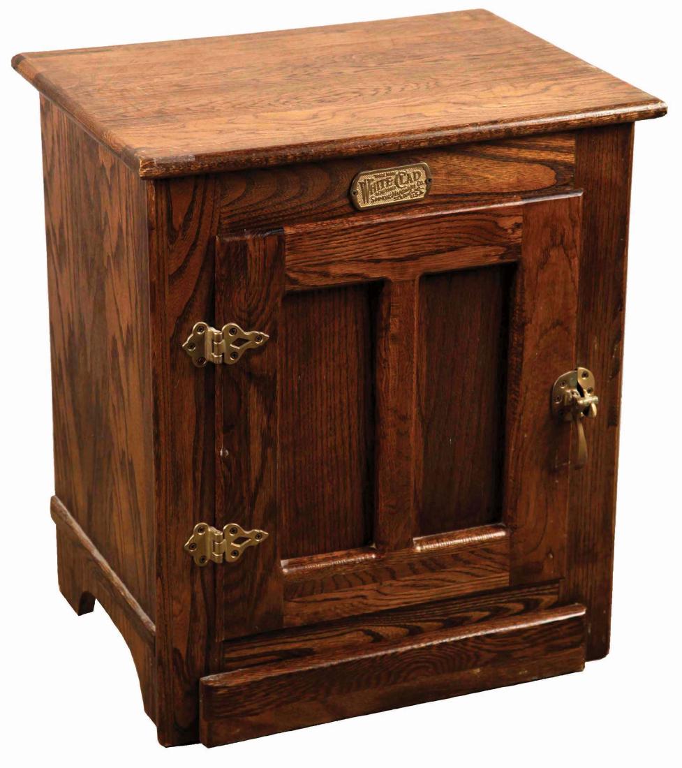 Oak Simmons Hardware Co. "White Clad" Ice Box. (1 of 4)
