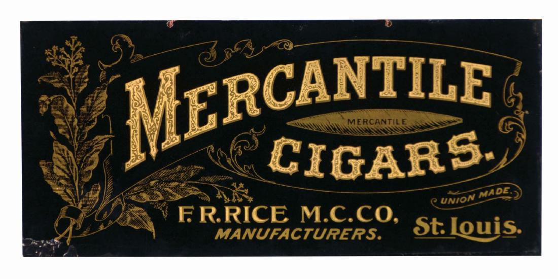 Reverse Glass Mercantile Cigars Sign. (1 of 2)