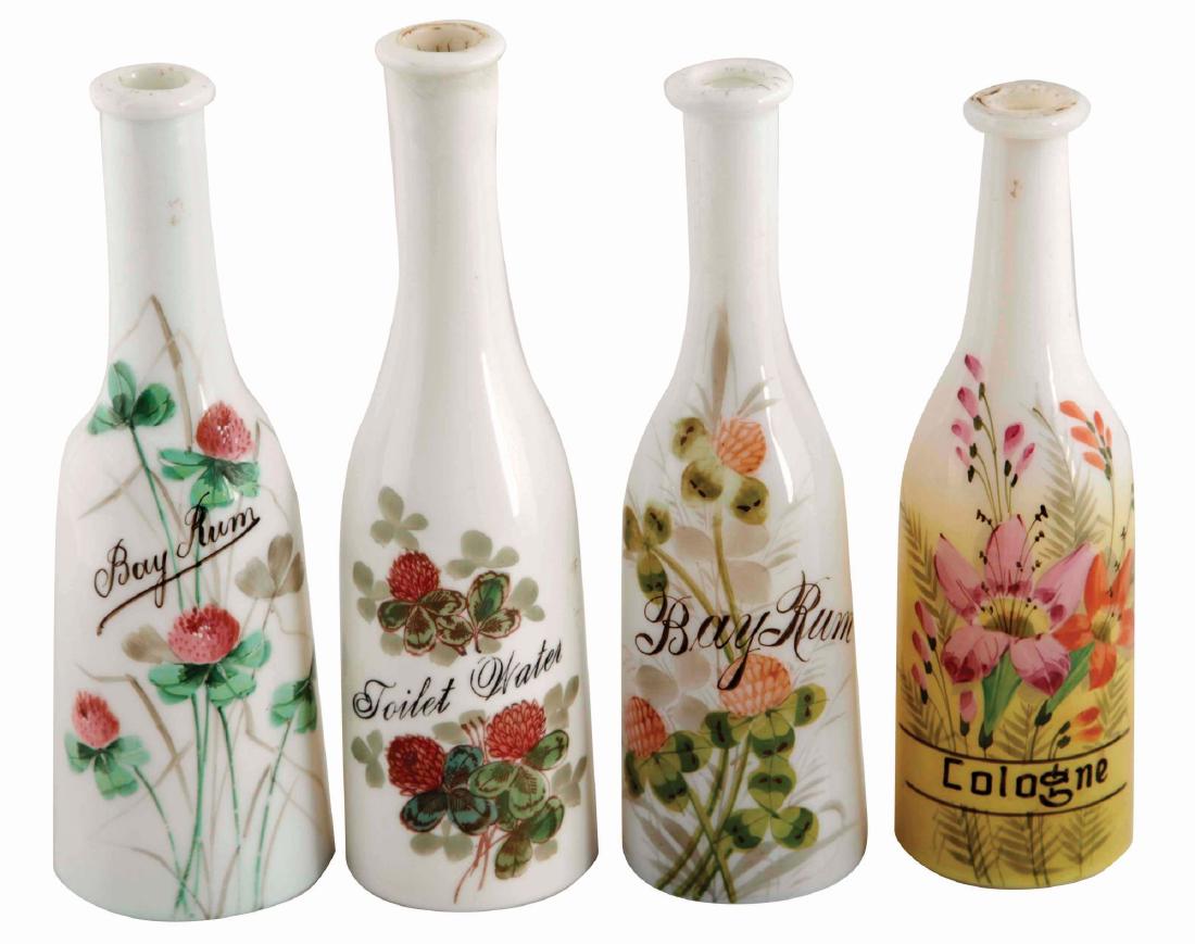 Lot Of 4: Milk Glass Barber Bottles. (1 of 2)