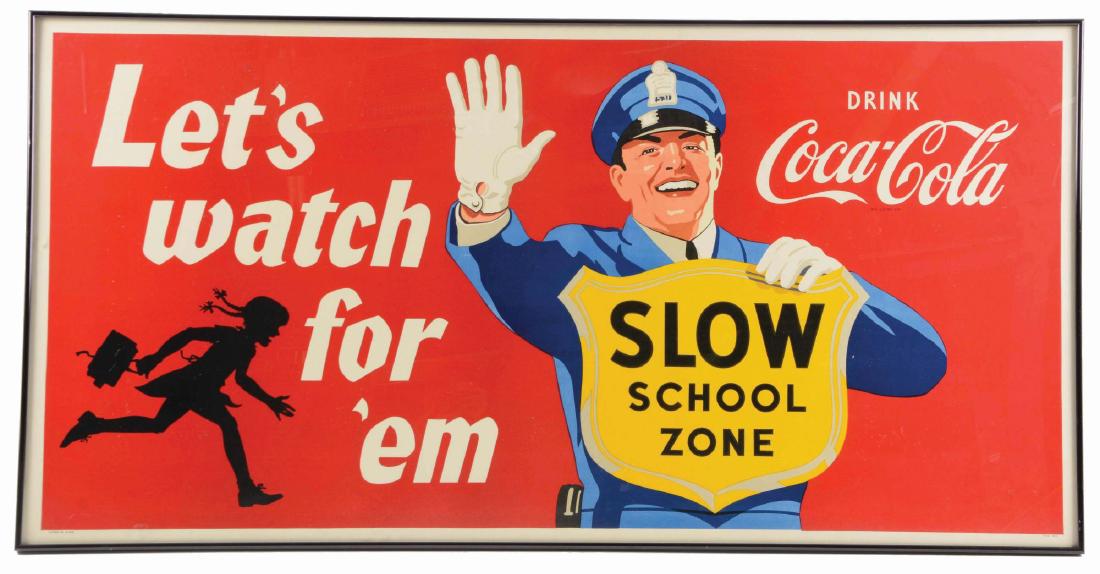 Coca-Cola Slow School Zone Paper Sign. (1 of 2)