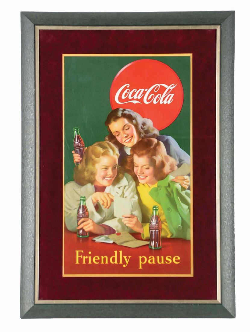 Framed Coca-Cola Friendly Pause Poster. (1 of 2)