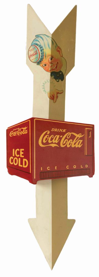 Wooden & Masonite Coca-Cola Sprite Boy Arrow Sign. (1 of 2)