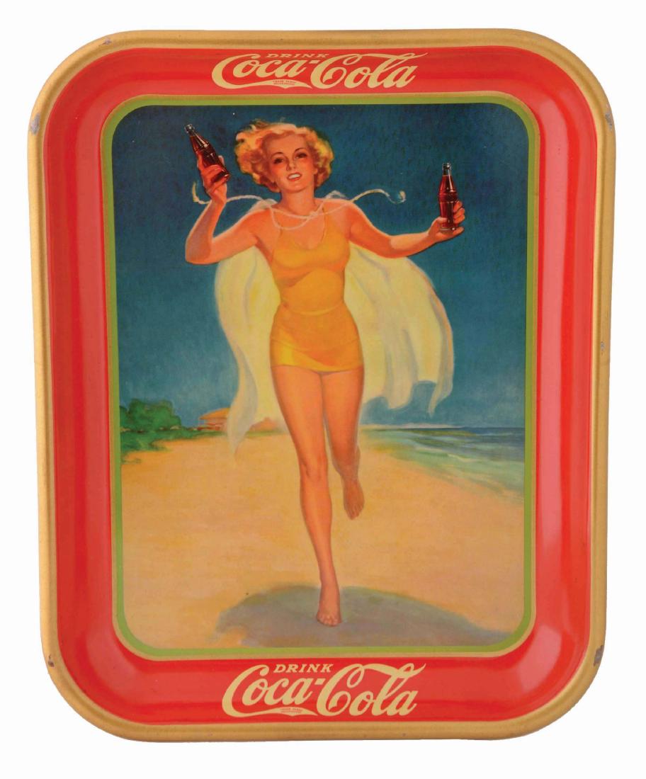 1937 Coca-Cola Tin Advertising Tray. (1 of 2)