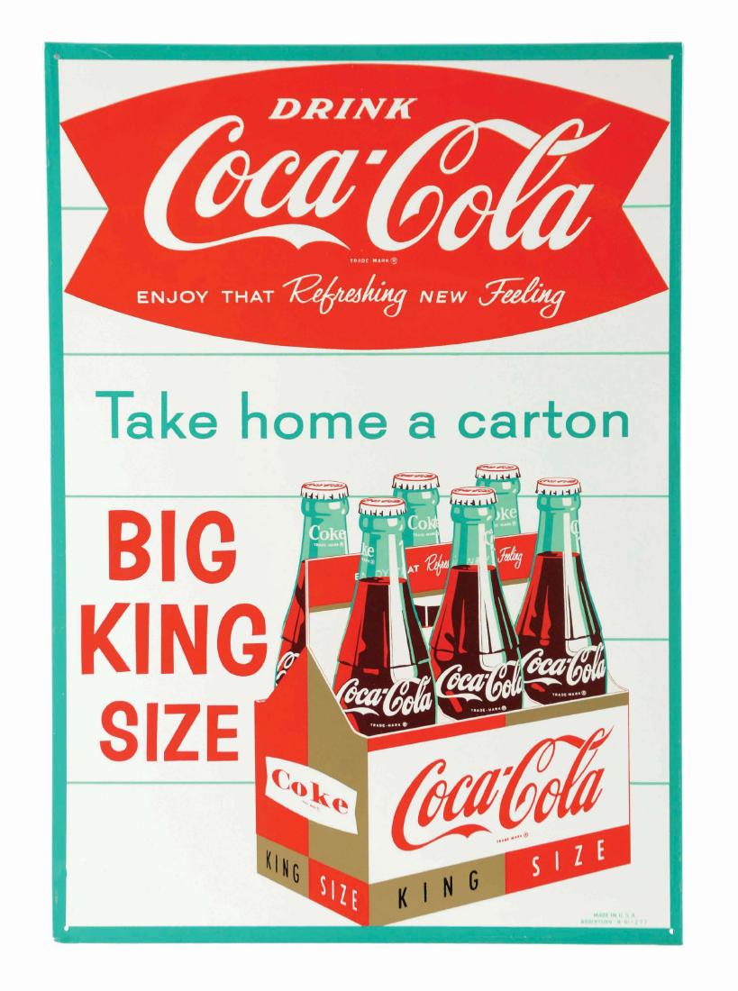 1958 Tin Coca-Cola Big King Size Tin Sign. (1 of 2)