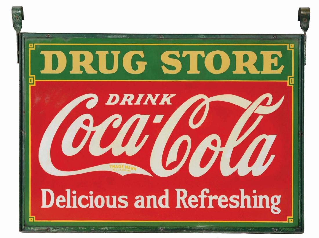 1930's Double Sided Porcelain Coca-Cola Drug Store (1 of 4)