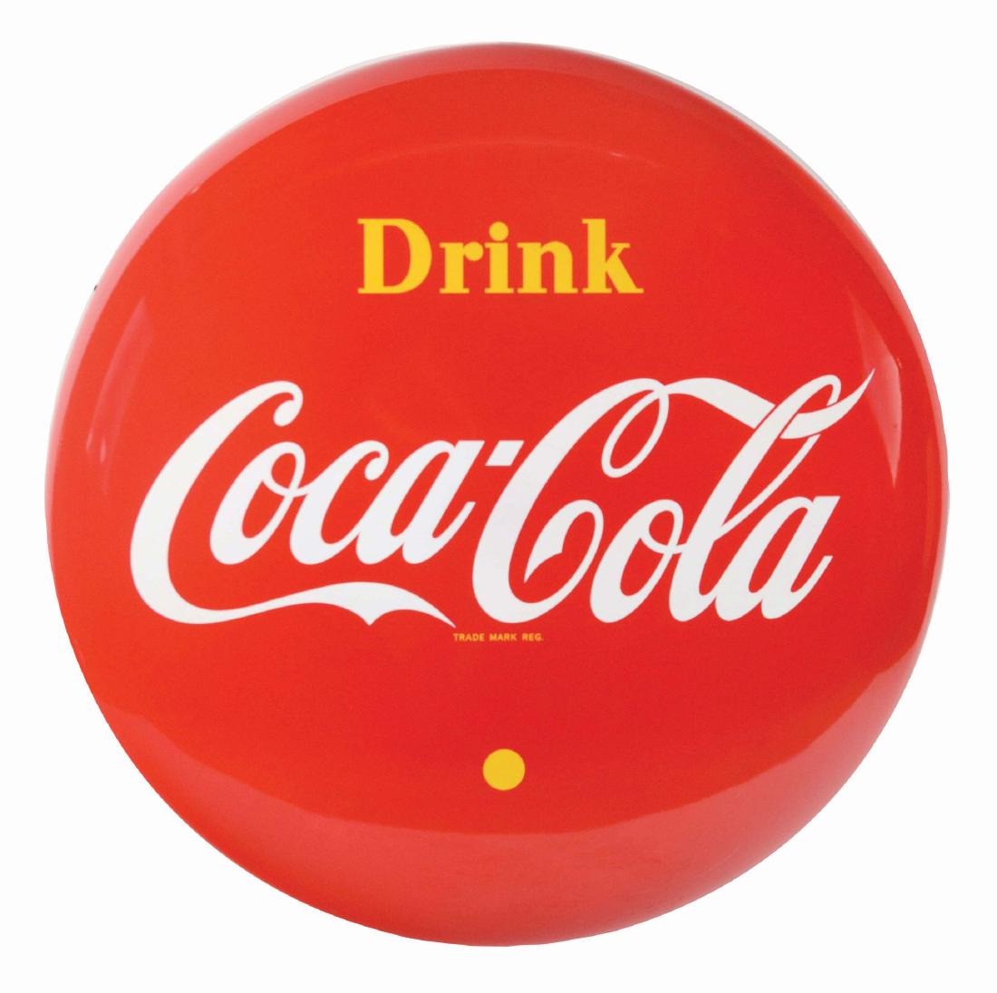 Canadian Porcelain Coca-Cola Button Sign. (1 of 2)