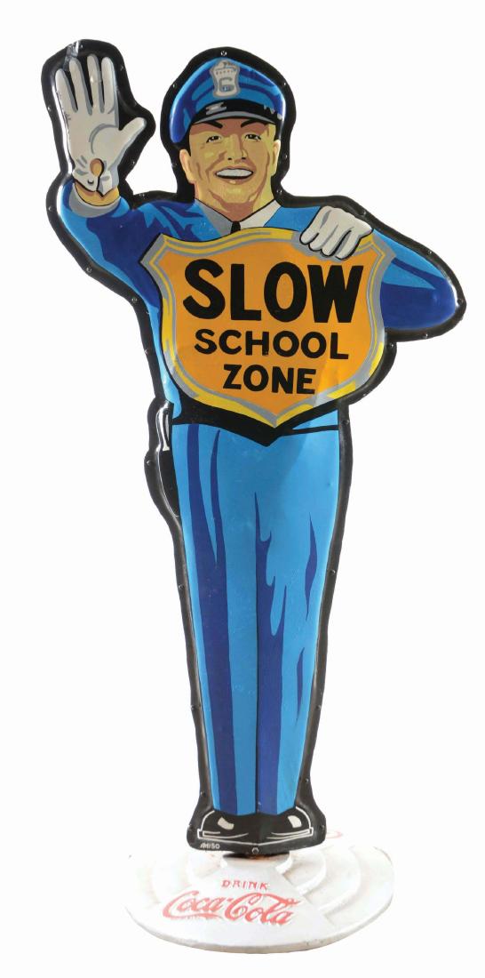 Coca-Cola Police Crossing Guard Double Sided Sign. (1 of 2)