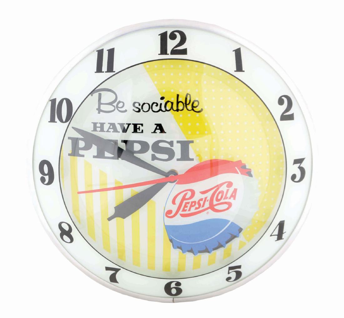 Be Sociable Pepsi-Cola Double Bubble Clock. (1 of 2)
