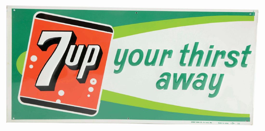 7Up Embossed Tin Sign With Original Paper. (1 of 3)
