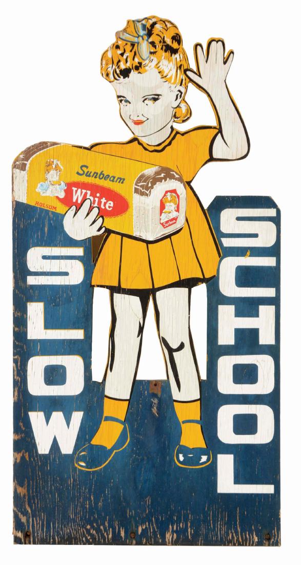 Sunbeam Bread Girl Slow School Wooden Sign. (1 of 2)