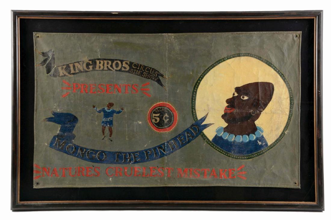 King Bros. Side Show Mongo The Pinhead Canvas Banner. (1 of 2)