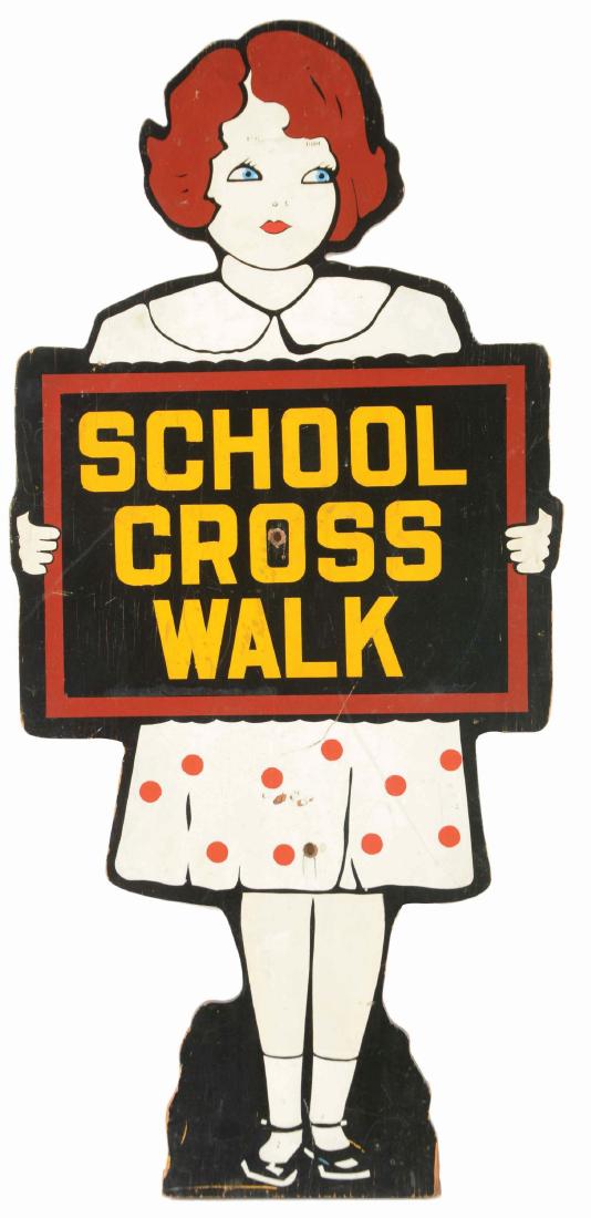 Wooden School Cross Walk Girl Sign. (1 of 2)