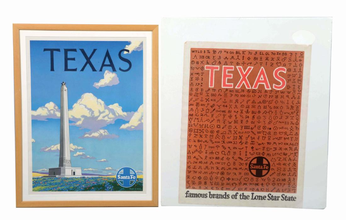 Lot Of 2: Santa Fe Railroad Advertising Travel Posters. (1 of 2)