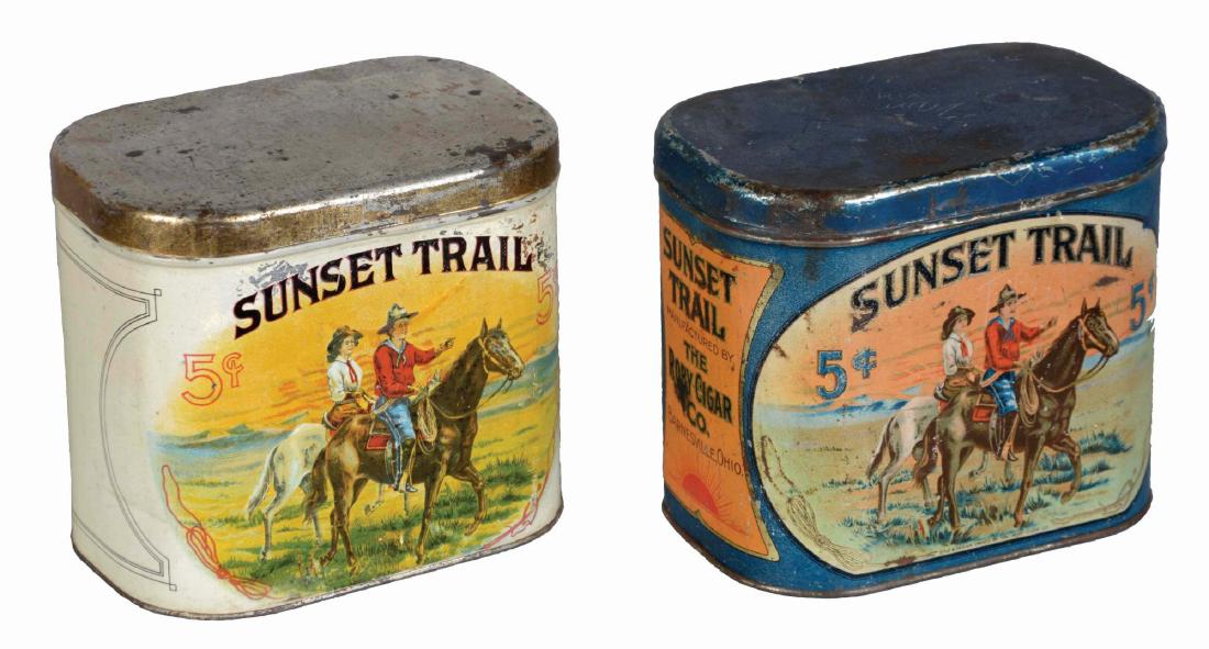Lot Of 2: 5¢ Sunset Trail Cigar Tins. (1 of 5)