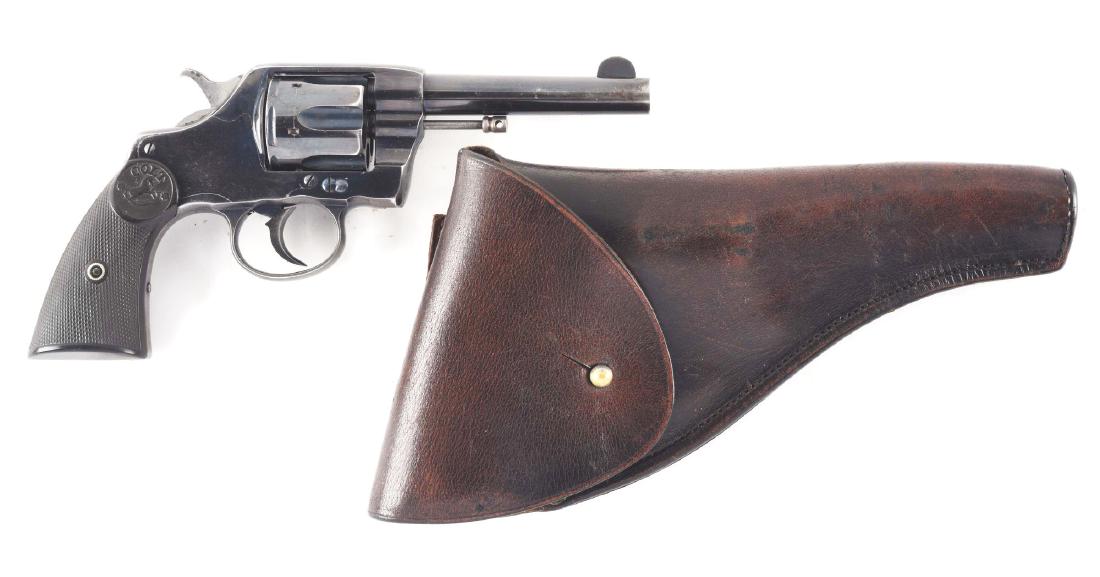 (C) Colt New Army .41 Double Action Revolver (1900).: Offered is a lovely commercial model in the popular .41 Colt caliber with the original Colt high polish blue finish and black composite grips with Colt pony and rosettes. This comes from a line of Col