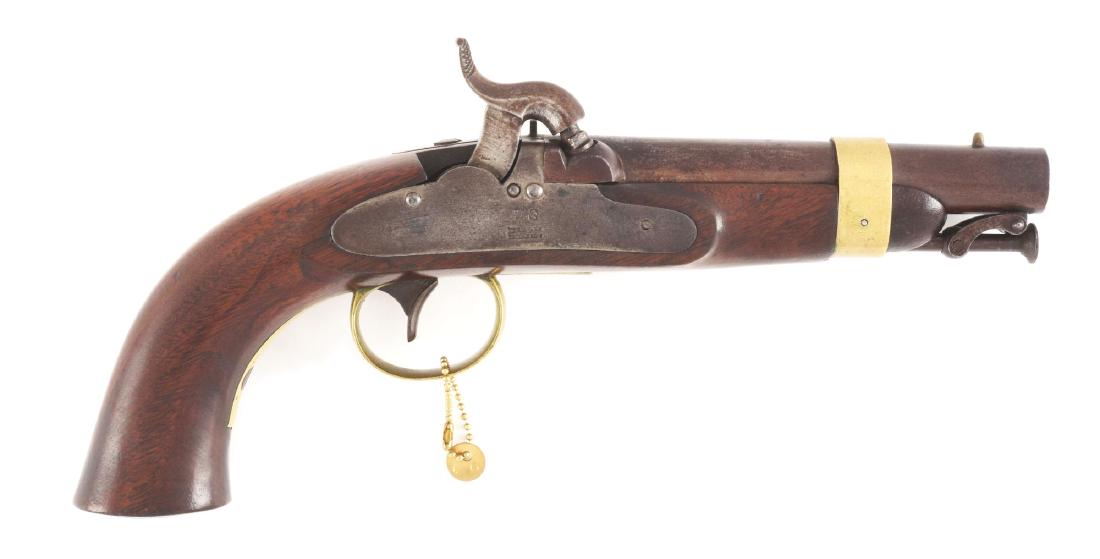 (A) Rare U.S. Model 1842 Navy Rifled Box Lock: Less than 200 pistols of this model were manufactured by Deringer with deep seven-groove rifling. This was the first government contract pistol ever made with a rifled bore. Round rifled steel barrel