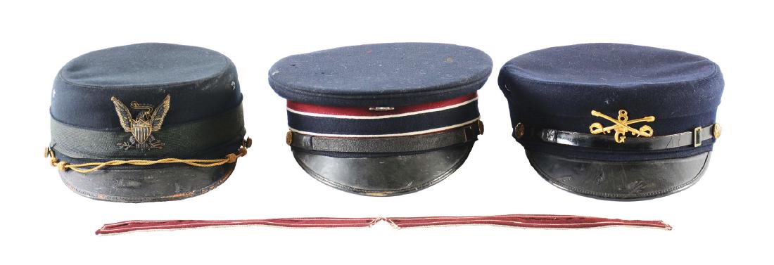 LOT OF 3: MODEL 1895 OFFICER'S FORAGE CAP, MODEL 1895: Lot consists of: (A) Very solid example of the last pattern of forage cap adopted for the US Army. Worn by officers during the Spanish-American War and Philippine Insurrection, Boxer Rebellion period.