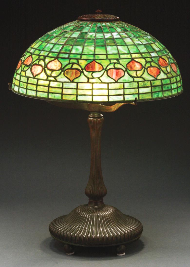 Tiffany Studios Acorn Table Lamp. Jun ACORN SHADE w ART GLASS BASE LAMP