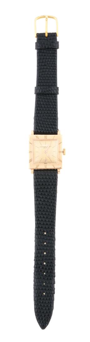 Audemars Piguet Square 18K Gold Men's Dress Watch, Ref.: Audemars Piguet Square Cased Men’s Dress Watch, case No. 46671 B, circa 1960, 24mm case diameter, 18K yellow gold case, gold dial with seconds sub dial, Polished bezel with minute marker Roman numer