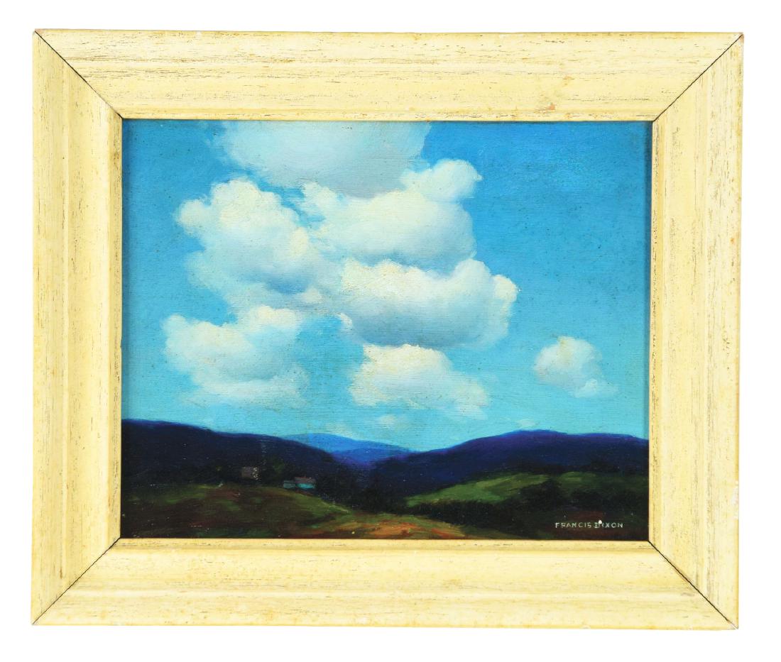FRANCIS STILLWELL DIXON (American, 1879-1967) CLOUDS: Artist: FRANCIS STILLWELL DIXON (American, 1879-1967)Condition: Very good, with minor varnish discoloration and a tiny paint splatter above signature. Frame: White painted wood frameMedium: Oil on Mas