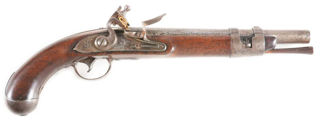 (A) RARE MODEL 1817 US MARTIAL FLINTLOCK PISTOL BY: With only 400 of the type 1 model 1817, this is the first handgun made in quantity at Springfield Armory. These later examples were made when Col. Robert Lee was the superintendent of Springfield Armo