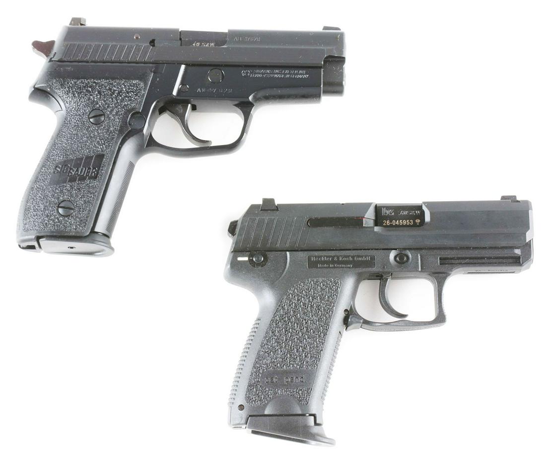 (M) LOT OF TWO: SIG SAUER AND HECKLER & KOCH: Lot consists of: (A) Sig Sauer P229 with factory box and two factory magazines in total. Does not appear to have manual. Features decocker. CONDITION: Gun is in excellent condition with factory grease